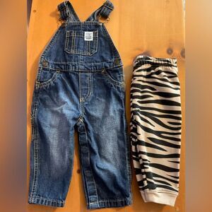 Carter’s Denim Overalls Garanimals Zebra Pants 6 9‎ Months